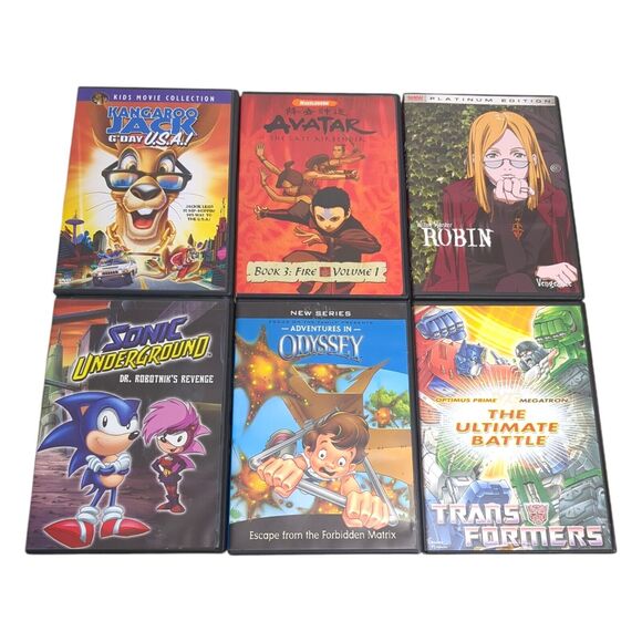6 DVD Lot Anime Cartoon Avatar Kangaroo Jack Transformers Odyssey Sonic Robin - Picture 1 of 16